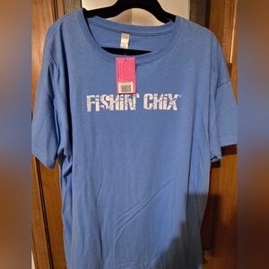 New 2XL Women's Blue Fishing Chix TShirt